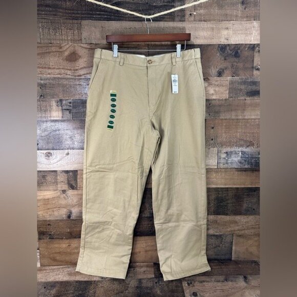 L.L.Bean Mens Double L Chino Lined Pants W37 X L29 Dark Khaki Cotton/Flannel - Picture 1 of 8